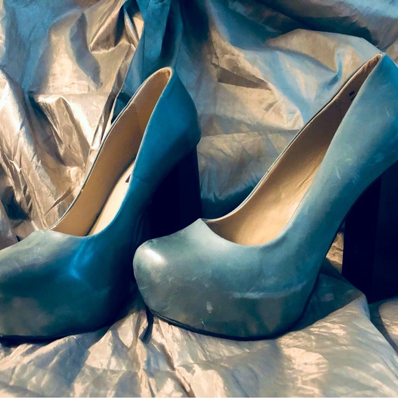 Mojo Moxy blue leather platform block heels! - Picture 3 of 6